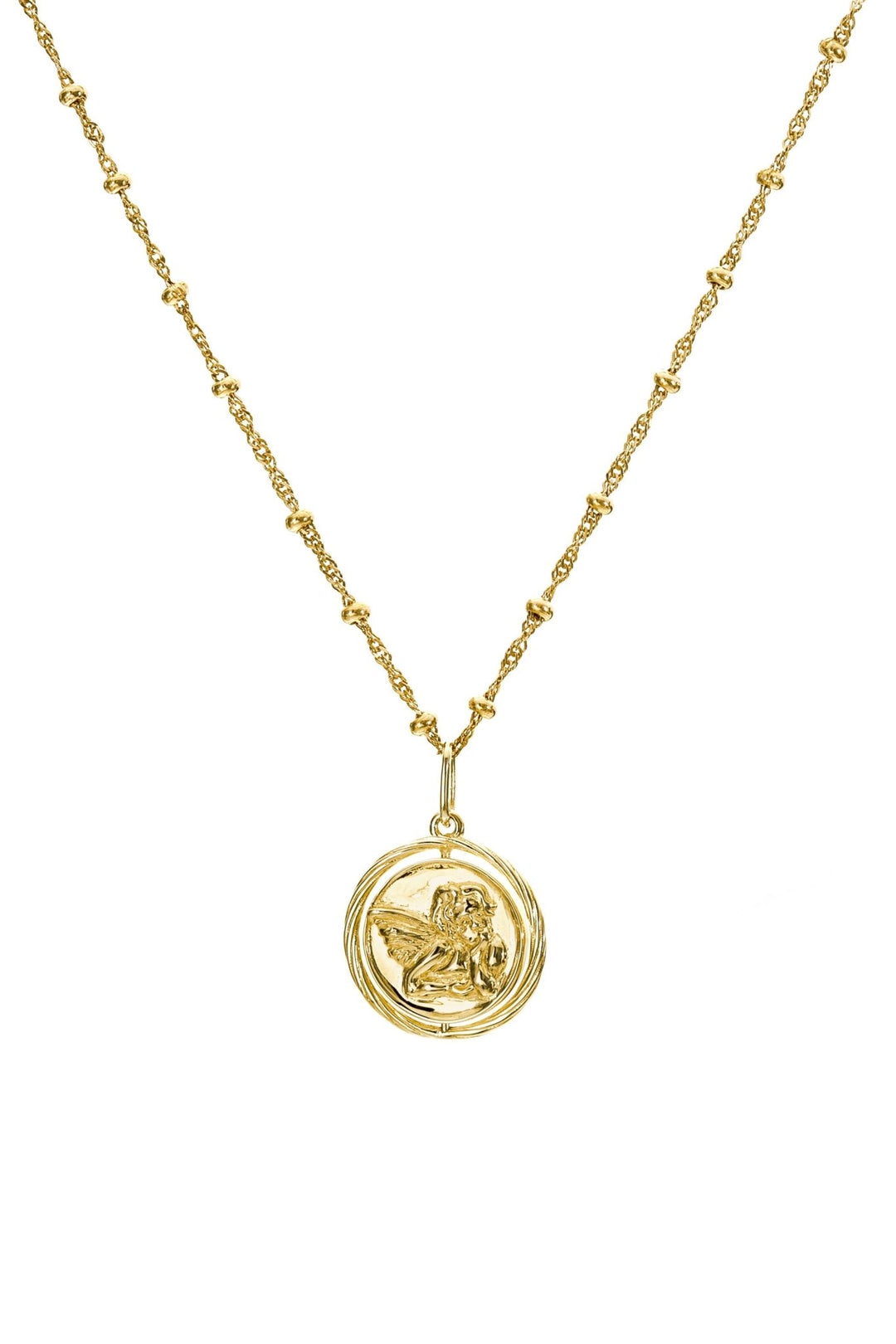 Gold Plated Sterling Silver Cherub Disc Spinner Pendant NecklaceThe Fine CollectiveBA0064023