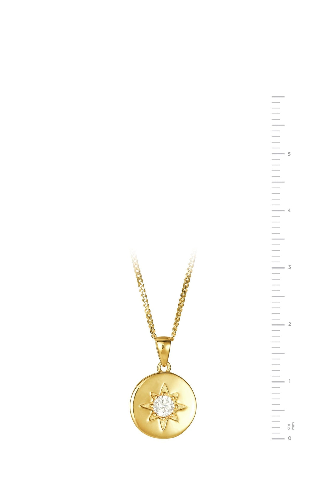 Gold Plated Sterling Silver Cubic Zirconia Disc Pendant NecklaceThe Fine CollectiveBA0071957