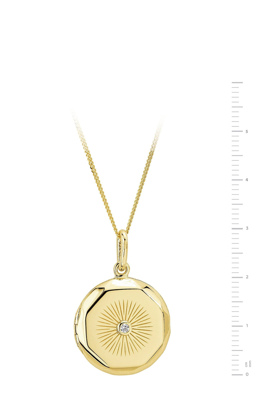 Gold Plated Sterling Silver Cubic Zirconia Faceted Round Locket NecklaceThe Fine CollectiveBA0063146