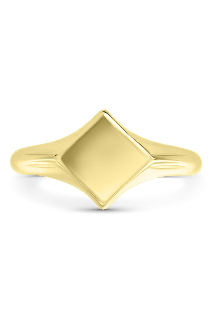 Gold Plated Sterling Silver Diamond Shape Signet RingThe Fine CollectiveBA0072585 - L