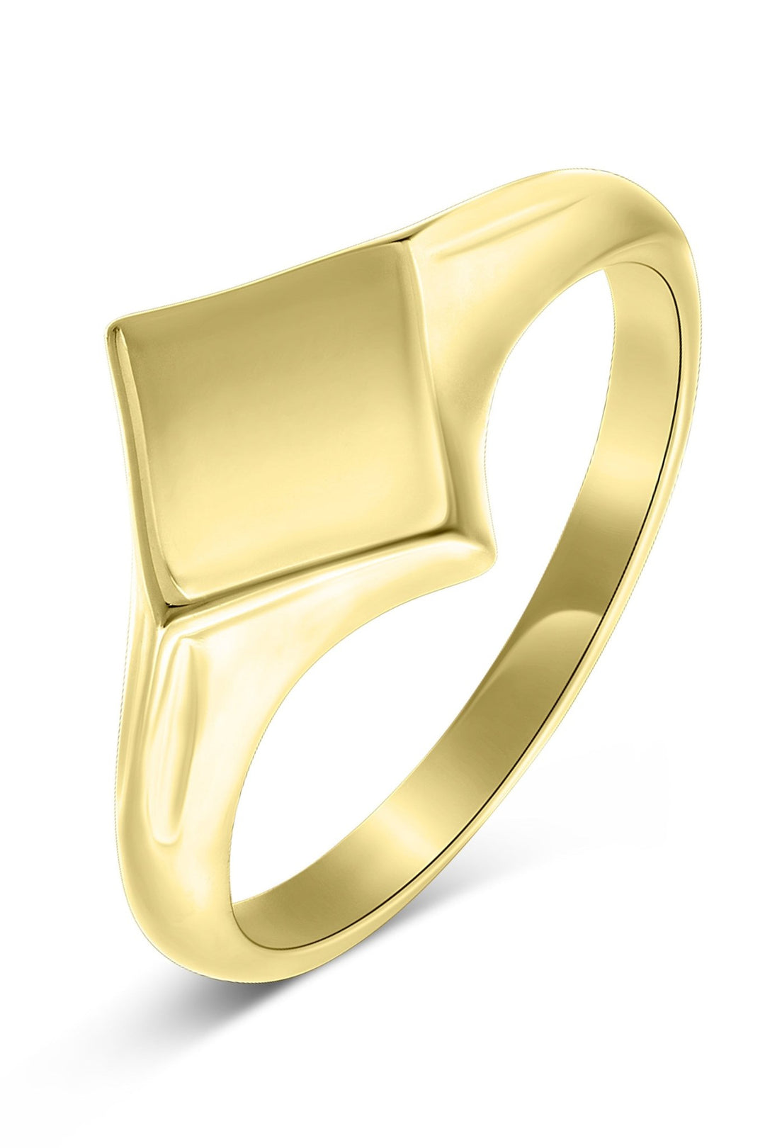 Gold Plated Sterling Silver Diamond Shape Signet RingThe Fine CollectiveBA0072585 - L