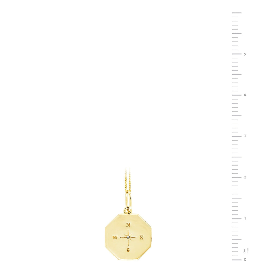 Gold Plated Sterling Silver Gold Plated Compass Ocatagon Pendant NecklaceThe Fine CollectiveBA0063147