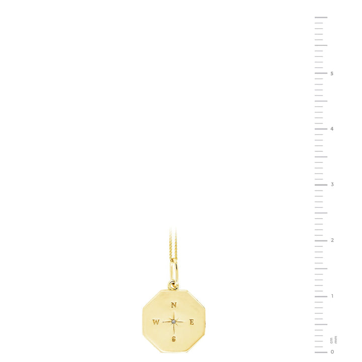 Gold Plated Sterling Silver Gold Plated Compass Ocatagon Pendant NecklaceThe Fine CollectiveBA0063147