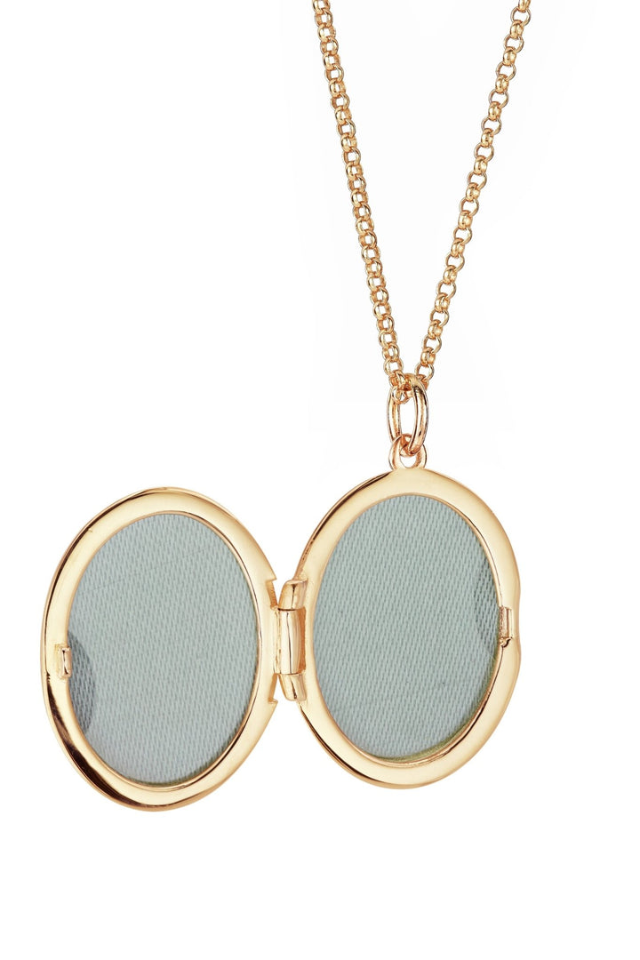 Gold Plated Sterling Silver Light Blue Enamel Locket NecklaceThe Fine CollectiveBA0071820