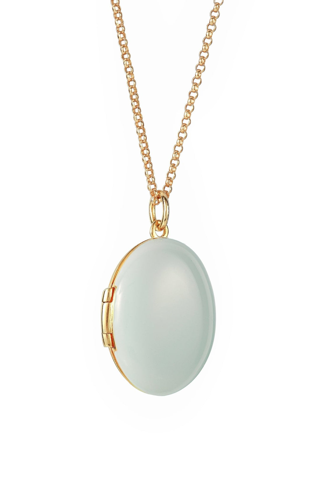 Gold Plated Sterling Silver Light Blue Enamel Locket NecklaceThe Fine CollectiveBA0071820