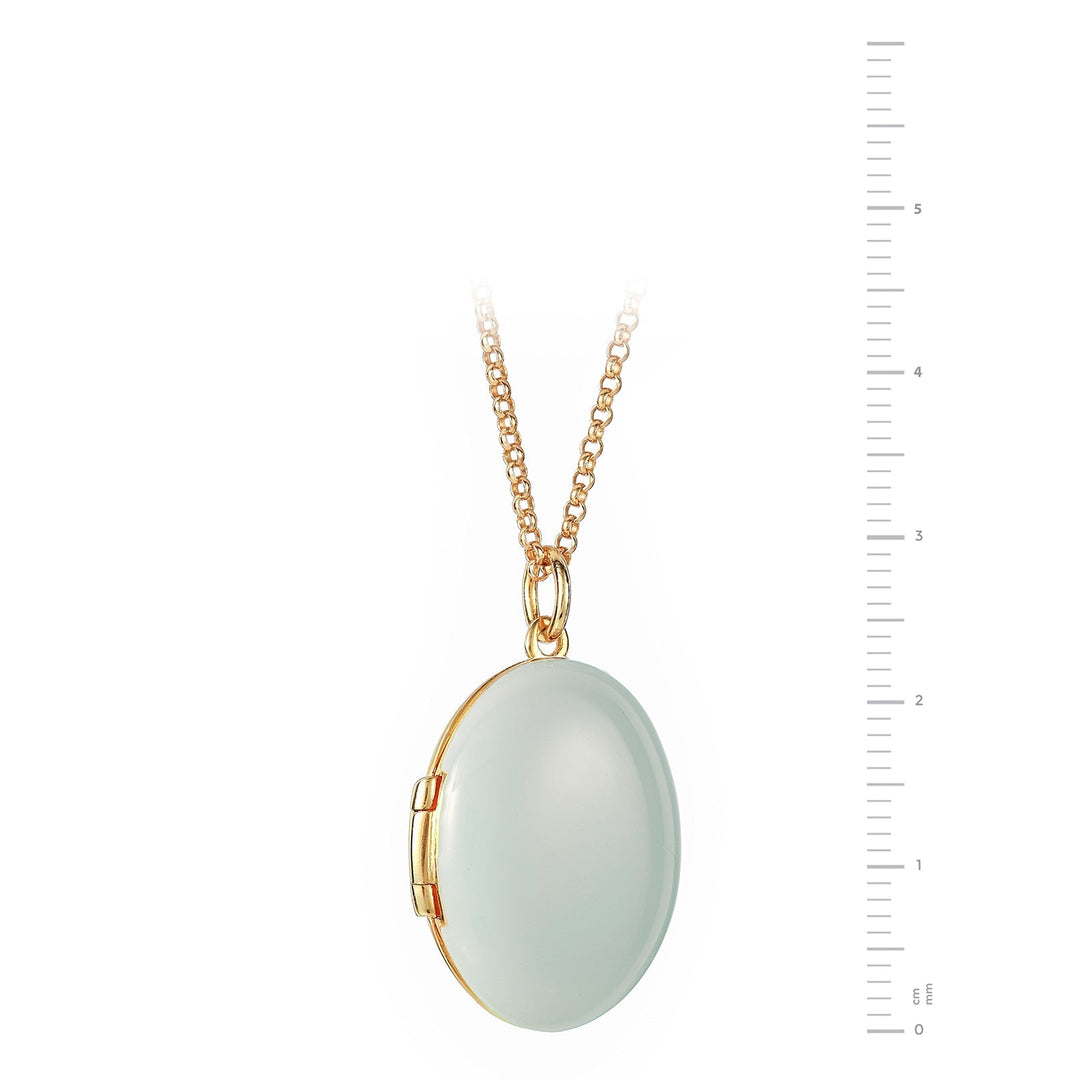 Gold Plated Sterling Silver Light Blue Enamel Locket NecklaceThe Fine CollectiveBA0071820