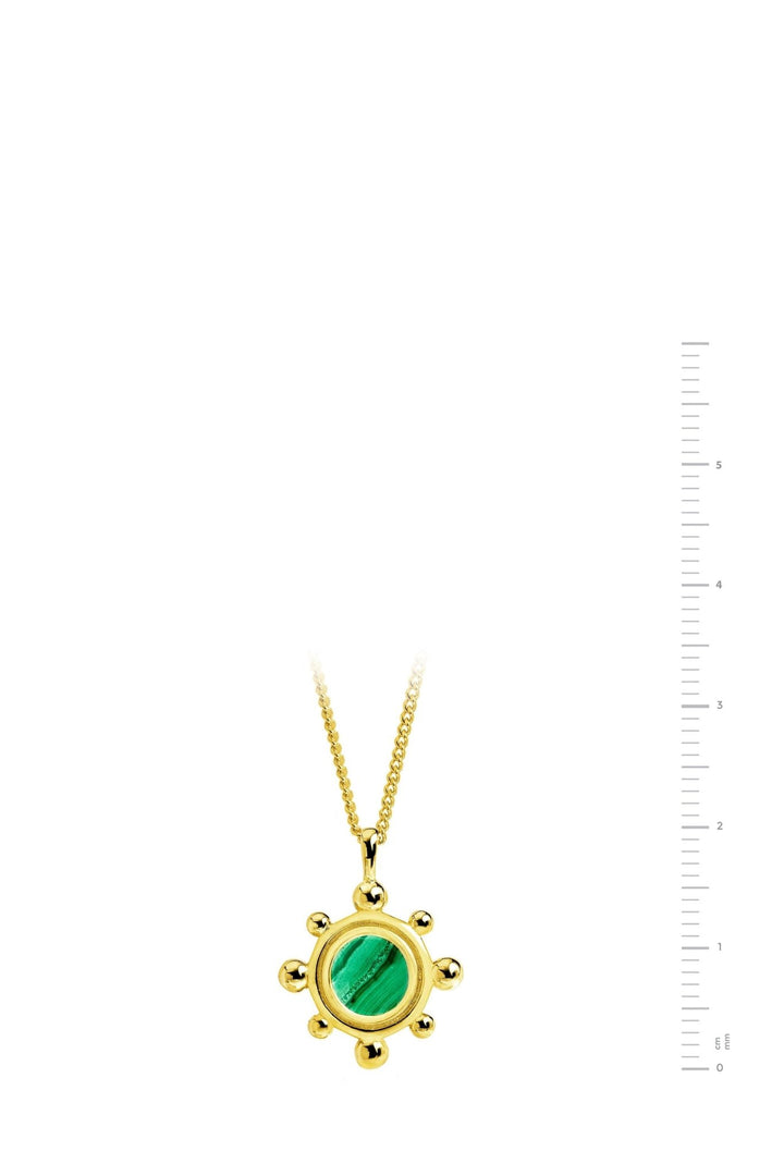 Gold Plated Sterling Silver Malachite Beaded Pendant NecklaceThe Fine CollectiveBA0072458