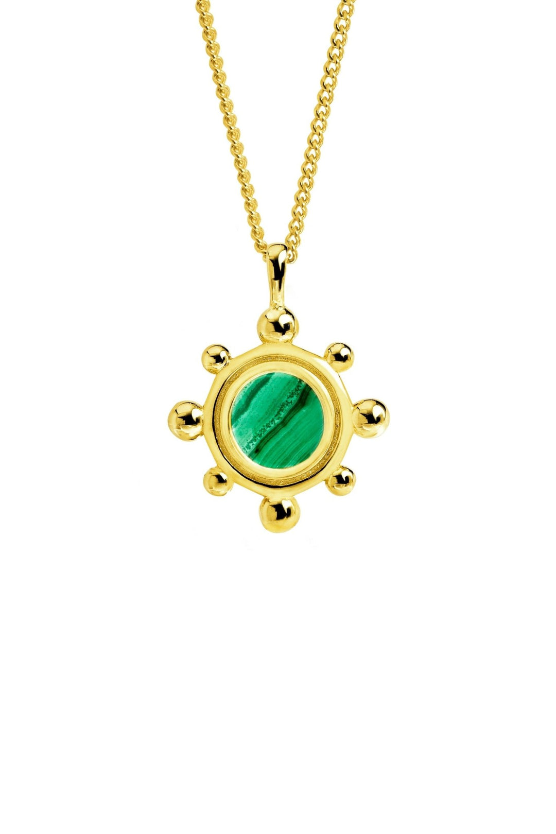 Gold Plated Sterling Silver Malachite Beaded Pendant NecklaceThe Fine CollectiveBA0072458