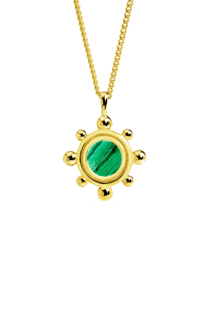 Gold Plated Sterling Silver Malachite Beaded Pendant NecklaceThe Fine CollectiveBA0072458