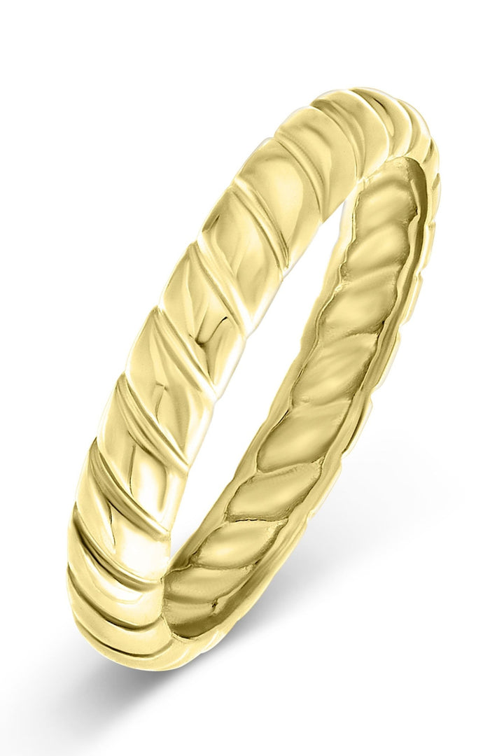 Gold Plated Sterling Silver Rope Band Stack RingThe Fine CollectiveBA0072584 - L