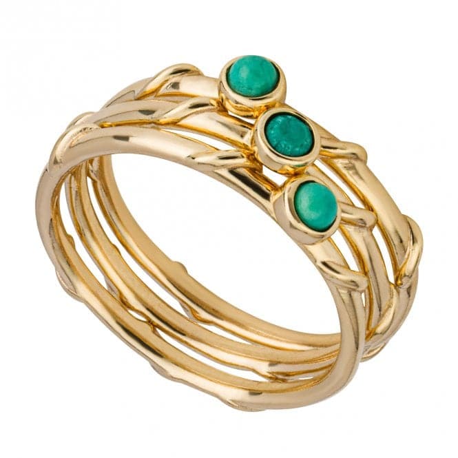 Gold Plated Triple Stacking Green Magnesite Ring R3843GBeginningsR3843G 50