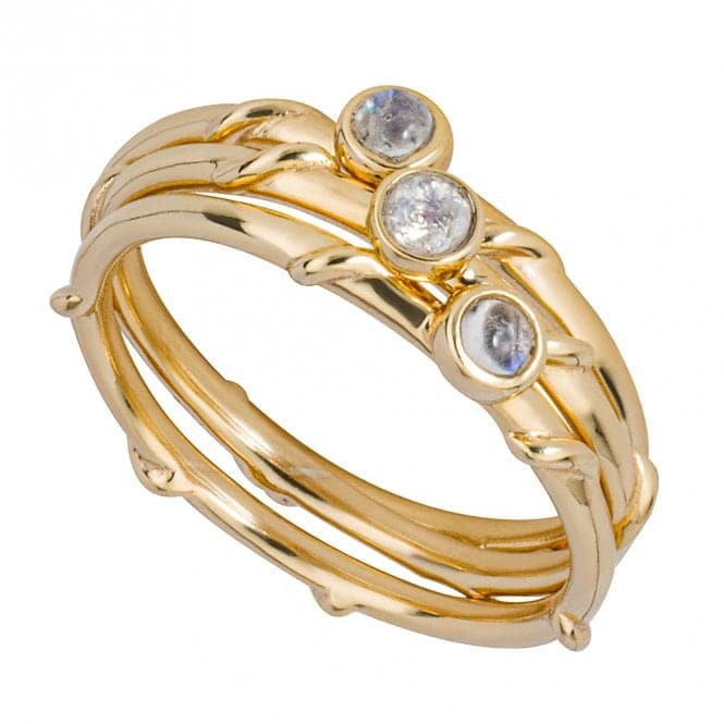 Gold Plated Triple Stacking Rainbow Moonstone Ring R3844NBeginningsR3844N 50