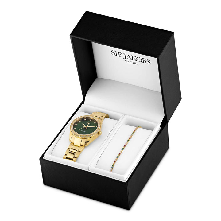 Gold Plated Valeria Set Green SJ - W1046SET - CZ - YGSif JakobsSJ - W1046SET - CZ - YG