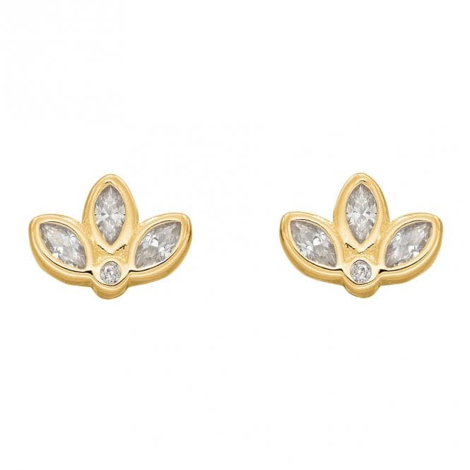 Gold Plated Zirconia Lotus Flower Earrings E6274CBeginningsE6274C