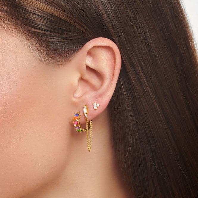 Gold Plated Zirconia Multicoloured Stones Single Hoop Earring CR665 - 488 - 7Thomas Sabo Charm Club CharmingCR665 - 488 - 7