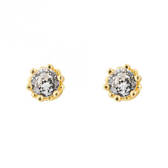 Gold Plated Zirconia Stud Earrings E6272CBeginningsE6272C