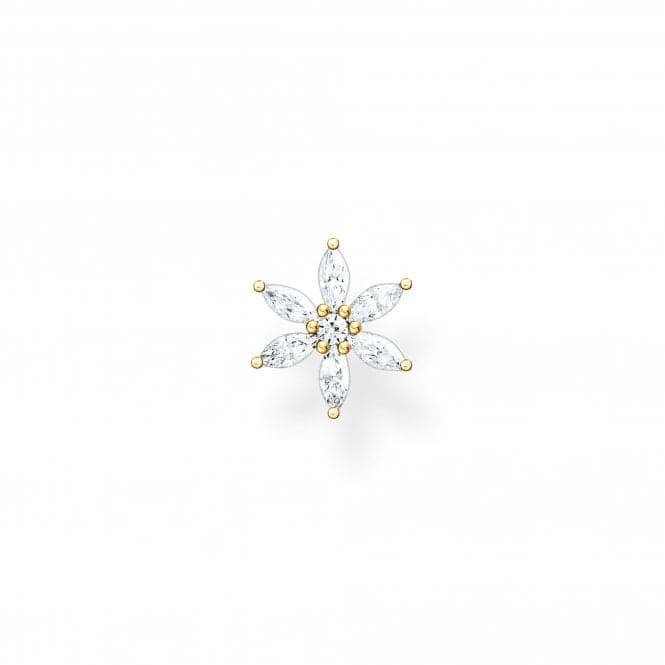 Gold Plated Zirconia White Flower Single Ear Stud H2196 - 414 - 14Thomas Sabo Charm Club CharmingH2196 - 414 - 14