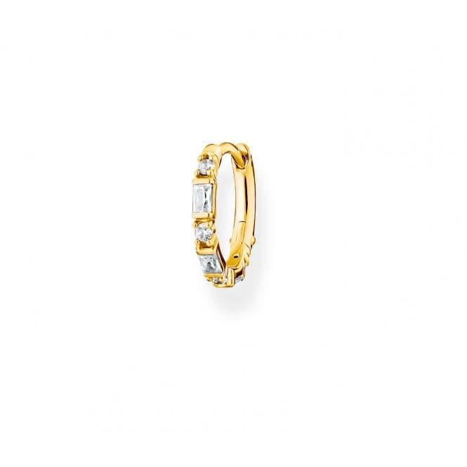 Gold Plated Zirconia White Stones Single Hoop Earring CR666 - 414 - 14Thomas Sabo Charm Club CharmingCR666 - 414 - 14