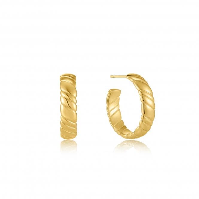 Gold Smooth Twist Hoop Stud Earrings E038 - 03GAnia HaieE038 - 03G