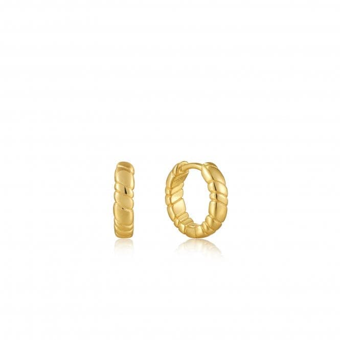 Gold Smooth Twist Huggie Hoop Earrings E038 - 02GAnia HaieE038 - 02G