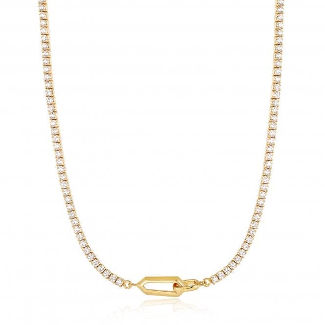 Gold Sparkle Chain Interlock Necklace N041 - 03G - WAnia HaieN041 - 03G - W