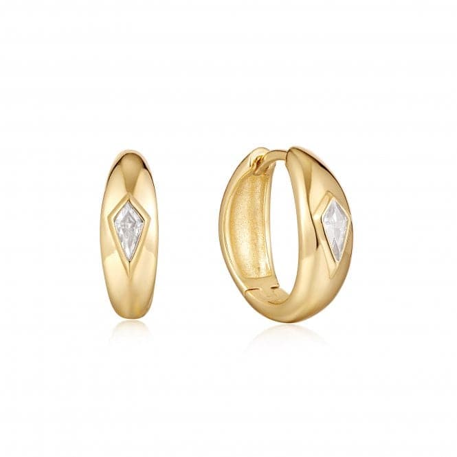 Gold Sparkle Dome Hoop Earrings E041 - 06G - WAnia HaieE041 - 06G - W