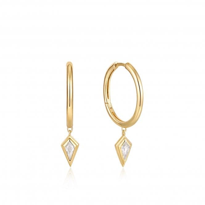 Gold Sparkle Drop Pendant Hoop Earrings E041 - 05G - WAnia HaieE041 - 05G - W