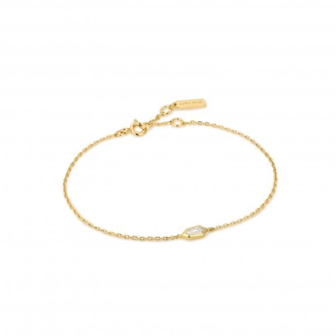 Gold Sparkle Emblem Chain Bracelet B041 - 02G - WAnia HaieB041 - 02G - W