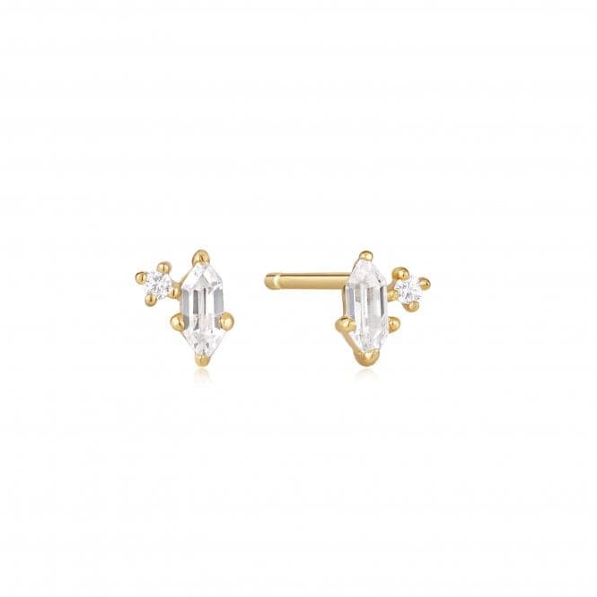 Gold Sparkle Emblem Stud Earrings E041 - 02G - WAnia HaieE041 - 02G - W