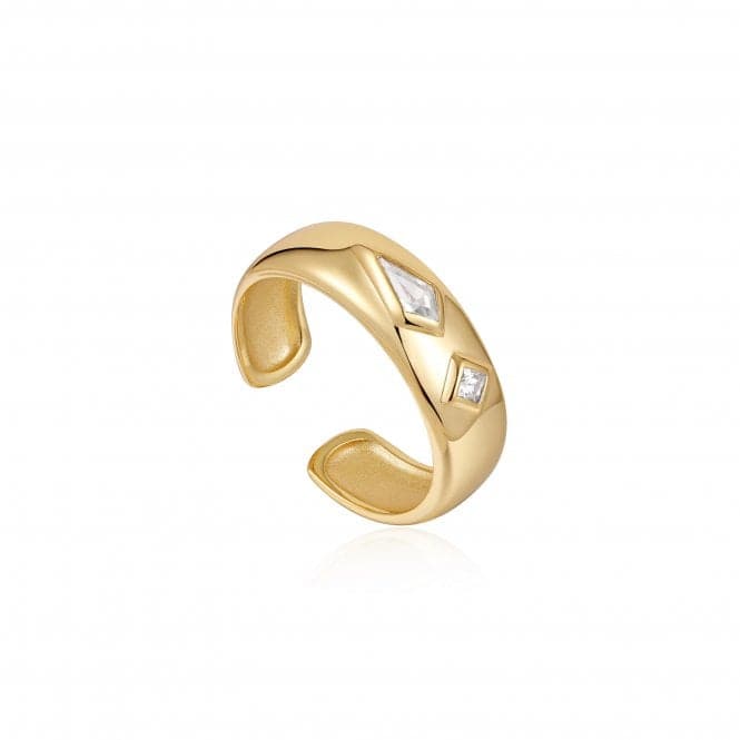 Gold Sparkle Emblem Thick Band Ring R041 - 02G - WAnia HaieR041 - 02G - W