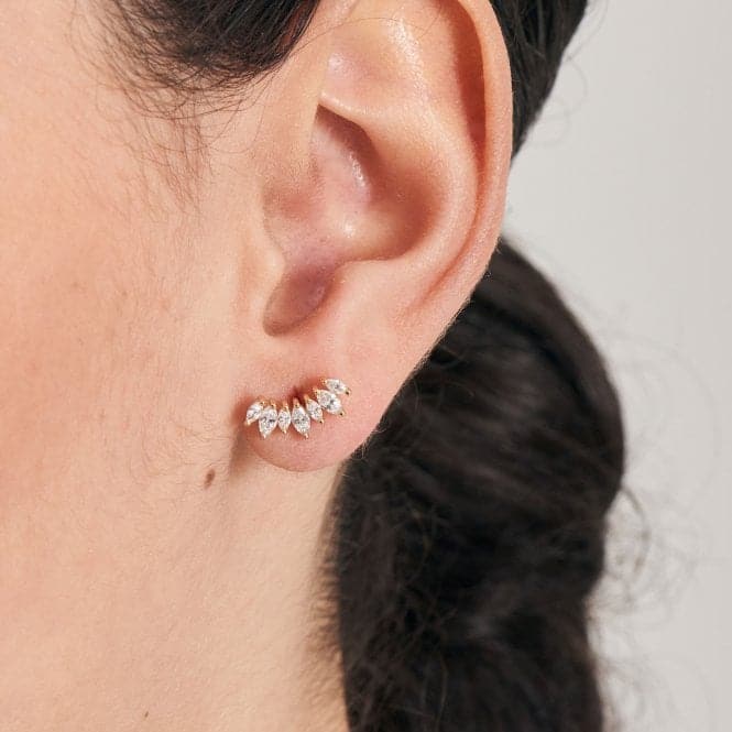 Gold Sparkle Marquise Climber Barbell Single Earring E047 - 08GAnia HaieE047 - 08G