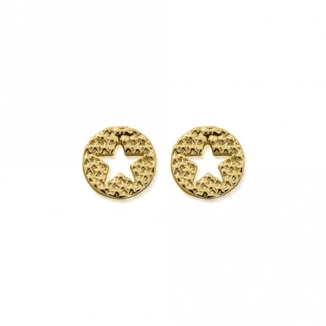 Gold Sparkle Star In Circle Earrings GEST3098ChloBoGEST3098