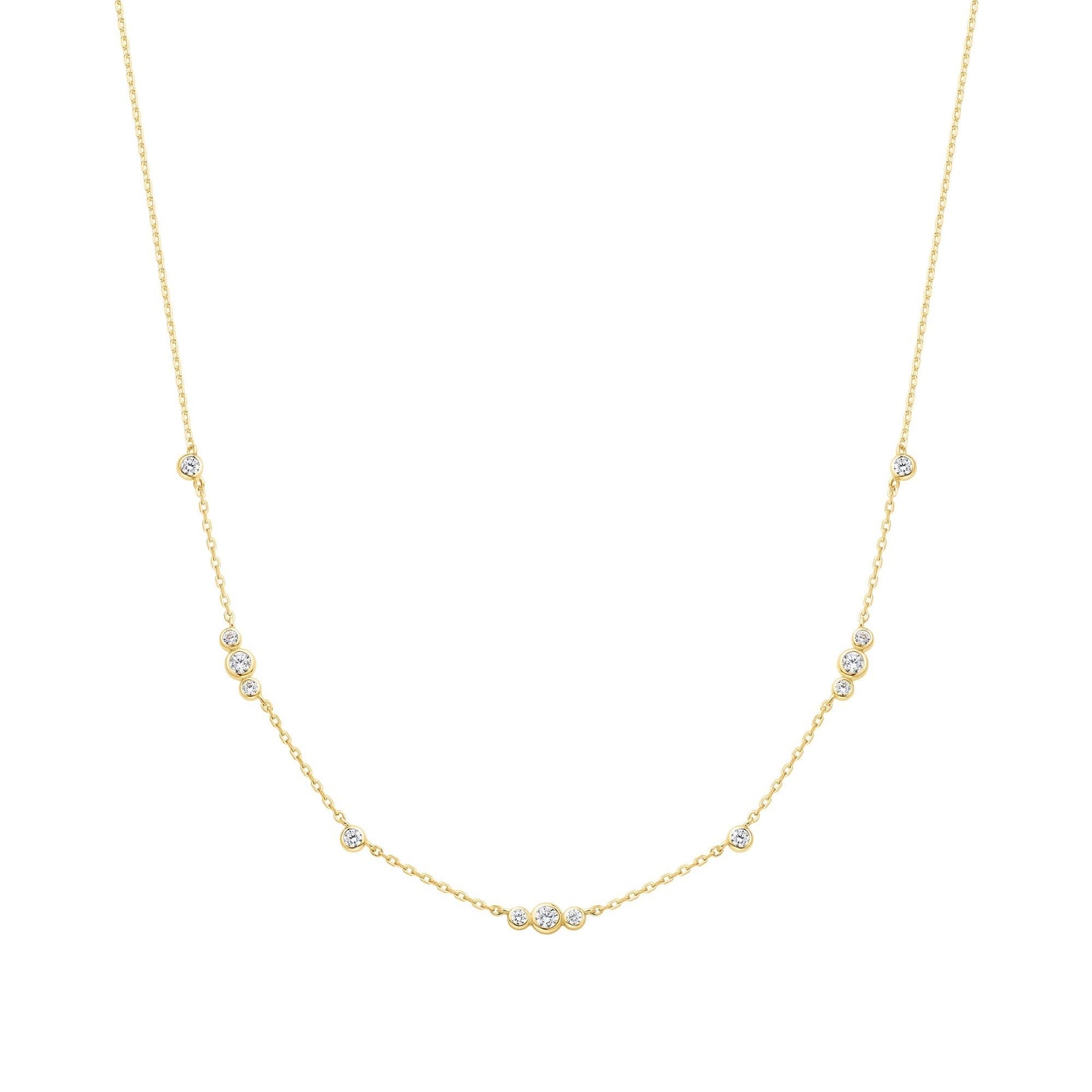 Gold Sparkling Bezel Cubic Zirconia Station Necklace N065 - 04GAnia HaieN065 - 04G