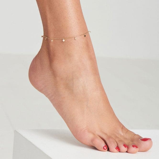 Gold Star Mother Of Pearl Drop Anklet F034 - 01GAnia HaieF034 - 01G