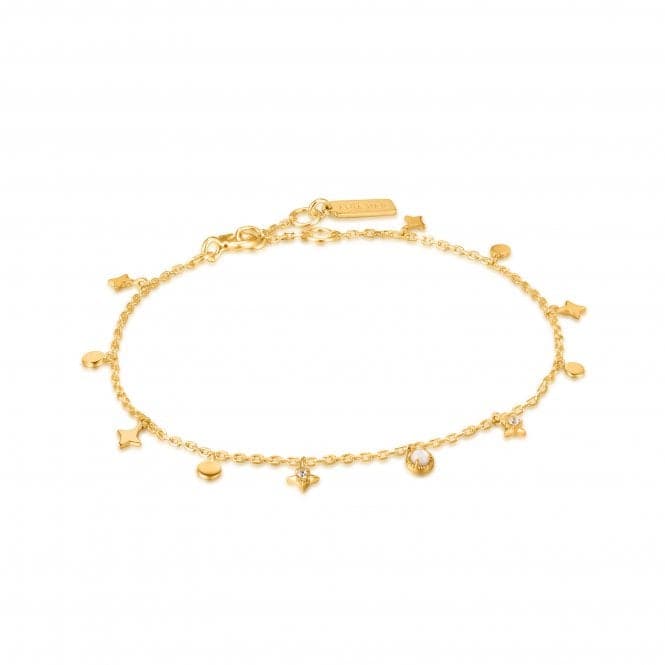 Gold Star Mother Of Pearl Drop Anklet F034 - 01GAnia HaieF034 - 01G