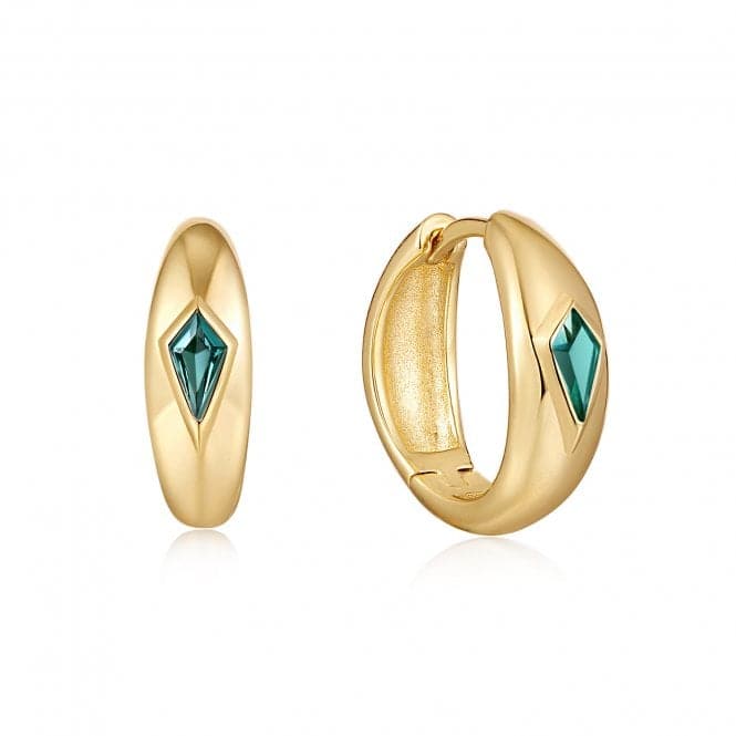 Gold Teal Sparkle Dome Hoop Earrings E041 - 06G - GAnia HaieE041 - 06G - G