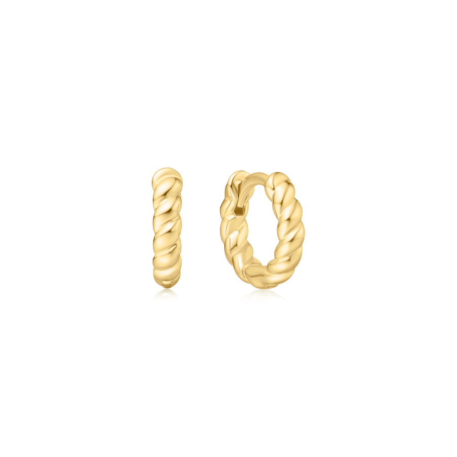 Gold Texture Small Huggie Hoop Earrings E063 - 03GAnia HaieE063 - 03G