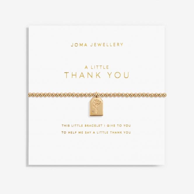 Gold Thank You Gold 17.5cm Stretch Bracelet 6182Joma Jewellery6182