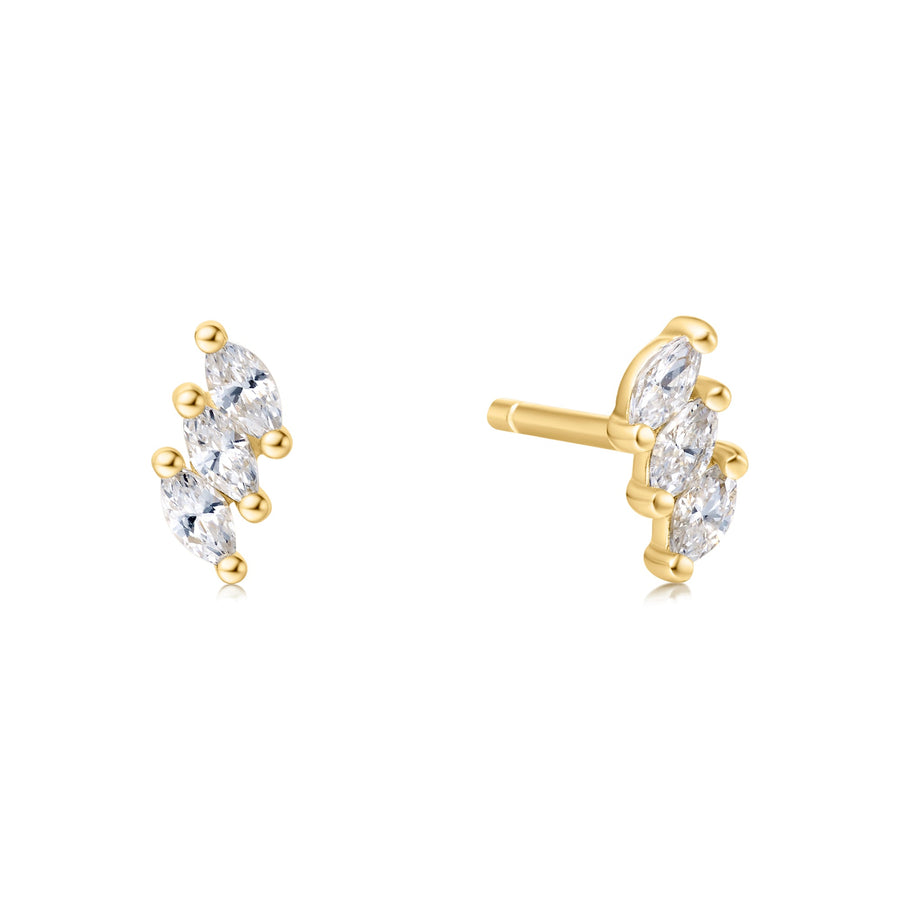 Gold Triple Marquise Stud Earrings E063 - 01GAnia HaieE063 - 01G