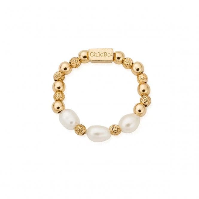 Gold Triple Pearl Sparkle RingChloBoGR1TRP - Small