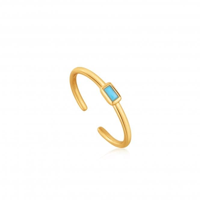Gold Turquoise Band Adjustable Ring R033 - 01GAnia HaieR033 - 01G