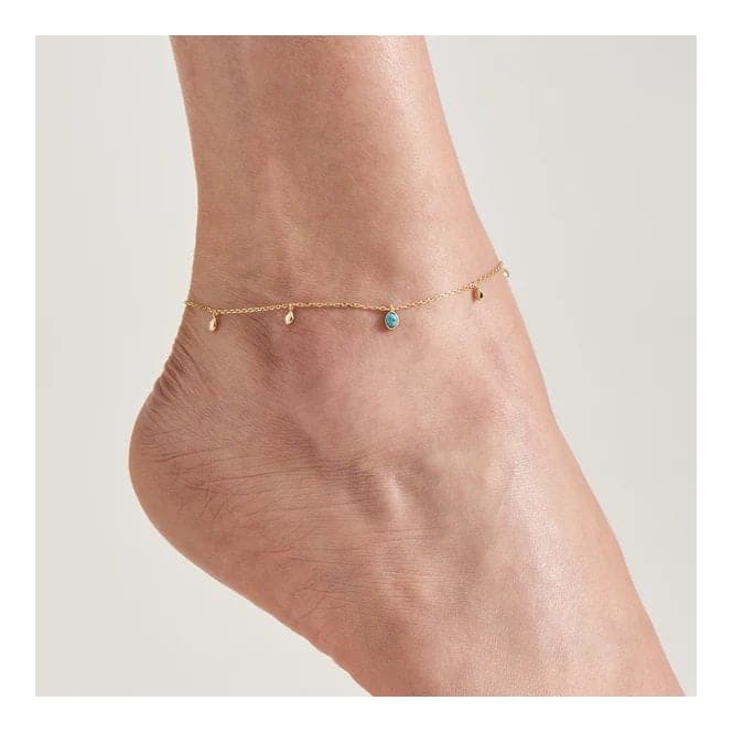 Gold Turquoise Drop Pendant Anklet F044 - 01GAnia HaieF044 - 01G