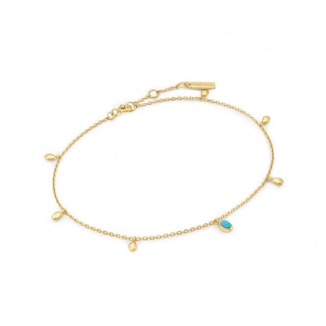 Gold Turquoise Drop Pendant Anklet F044 - 01GAnia HaieF044 - 01G