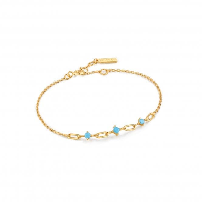 Gold Turquoise Link Bracelet B033 - 02GAnia HaieB033 - 02G