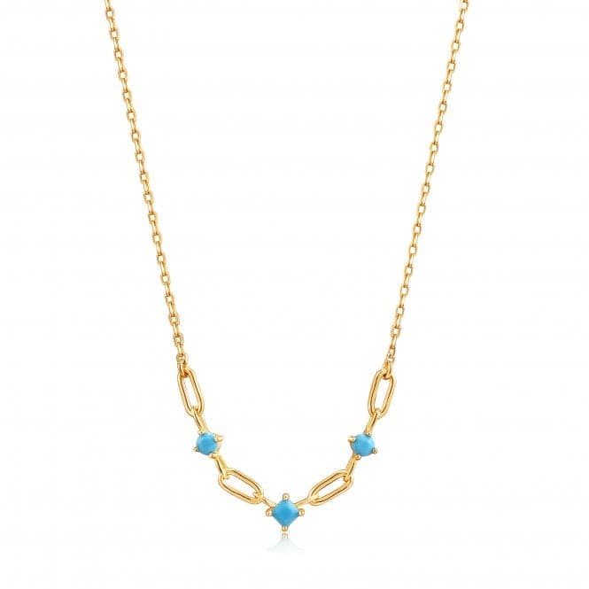 Gold Turquoise Link Necklace N033 - 03GAnia HaieN033 - 03G
