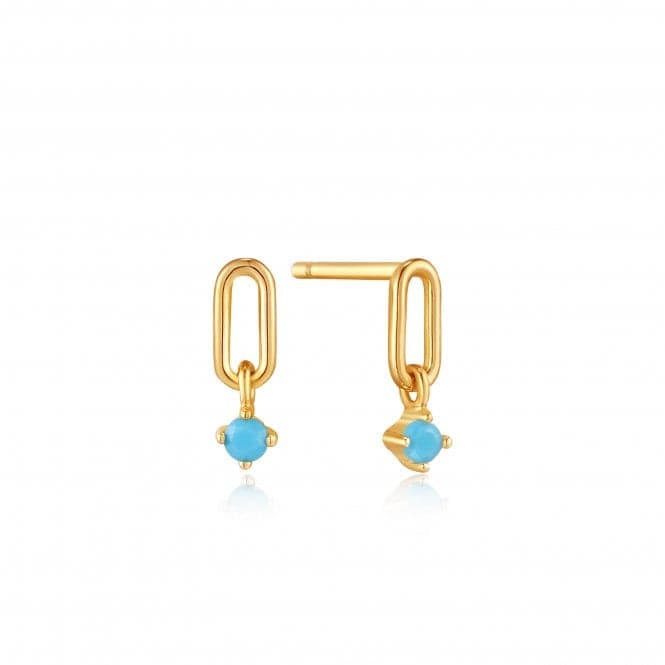 Gold Turquoise Link Stud Earrings E033 - 02GAnia HaieE033 - 02G