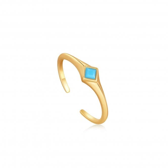 Gold Turquoise Mini Signet Adjustable Ring R033 - 02GAnia HaieR033 - 02G