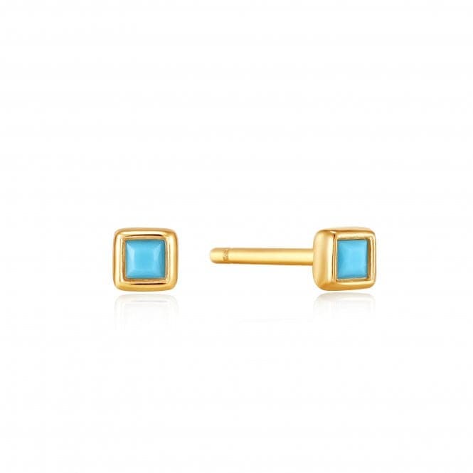 Gold Turquoise Square Stud Earrings E033 - 01GAnia HaieE033 - 01G