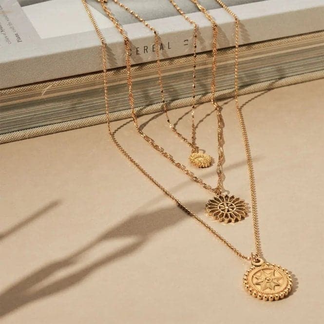 Gold Twisted Rope Chain Flower Mandala Necklace GNTR3279ChloBoGNTR3279