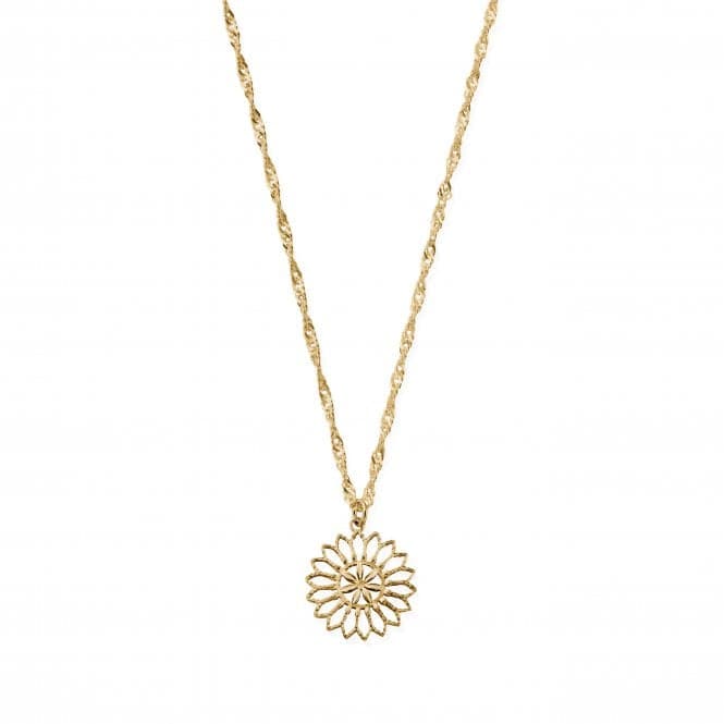 Gold Twisted Rope Chain Flower Mandala Necklace GNTR3279ChloBoGNTR3279